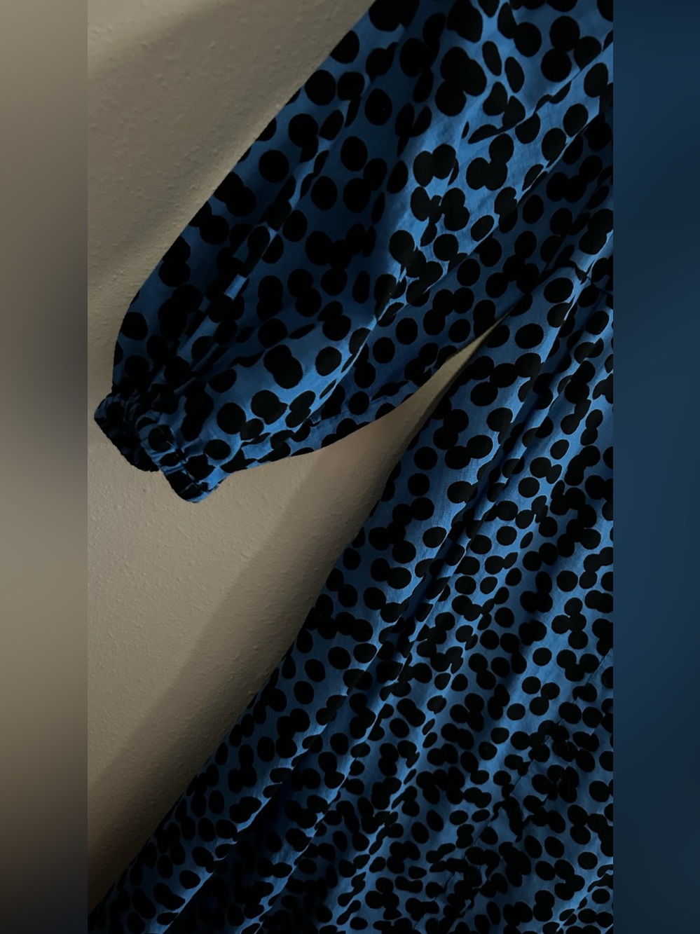 Ava & Viv Blue and Black Polka Dot Midi Dress - Picture 2 of 7